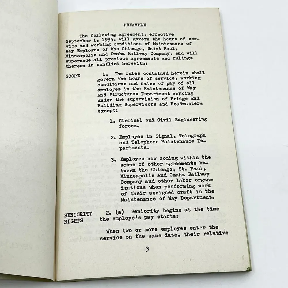 1955 Chicago NW RR Agreement Brotherhood Maintenance Way Employees L4-5